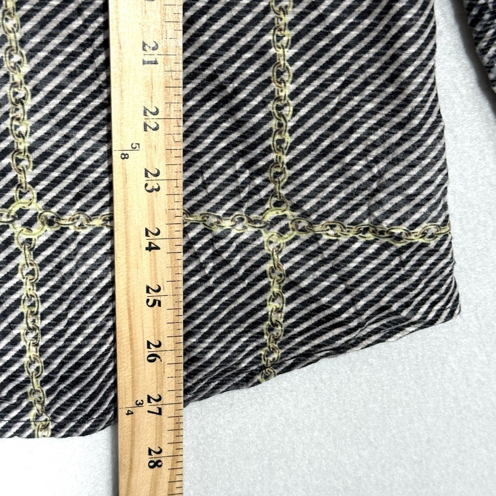 David Cline Top Womens XL Chain Stripe Snap Front Blouse Artsy‎ Preppy USA Made - Picture 13 of 13
